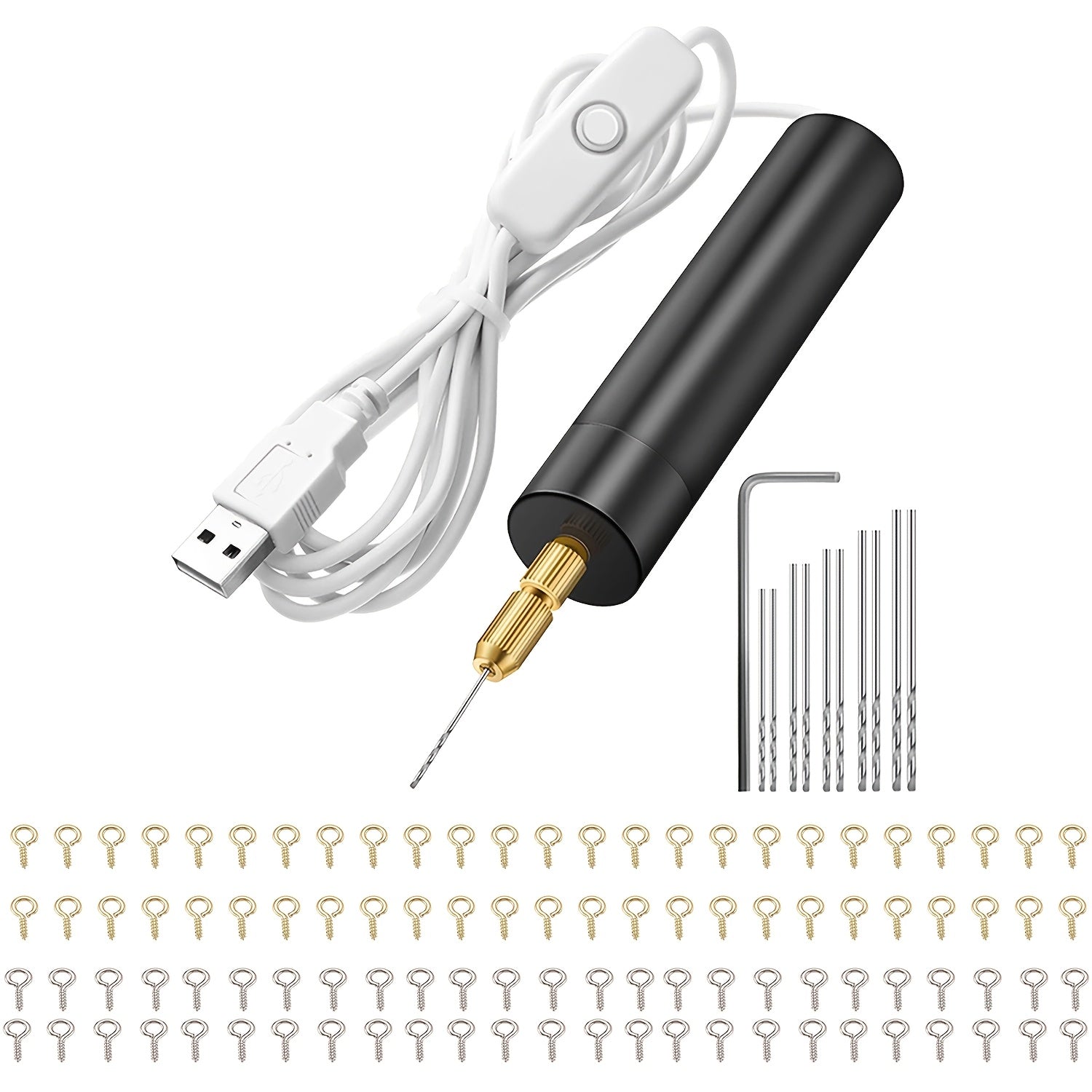 TEMU Portable Crafts Drip Diy Electric Punching Drill, Drill Handmade Drill Eyelet Punching Kit For Necklaces, Earrings, Jewellery, Pendants,