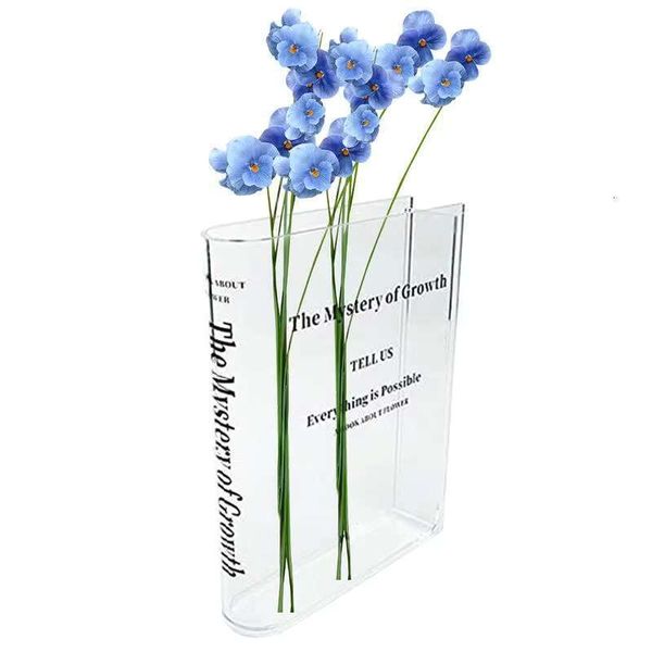 Clear wer Creative Acrylic Transparent Vase The Mystery Of Growth Book Modern Decorative Vases Room Decor R250206