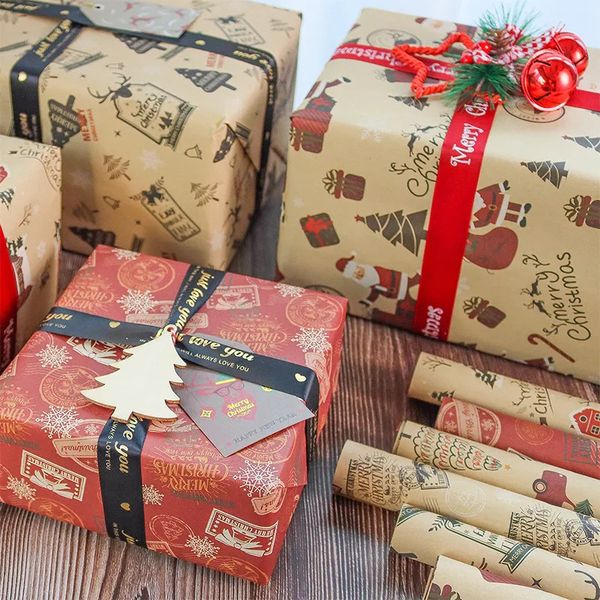 6 pieces of 50 * 70cm Christmas gift packaging paper snowman decoration art software velvet paper Christmas Eve fruit and flower packaging 2