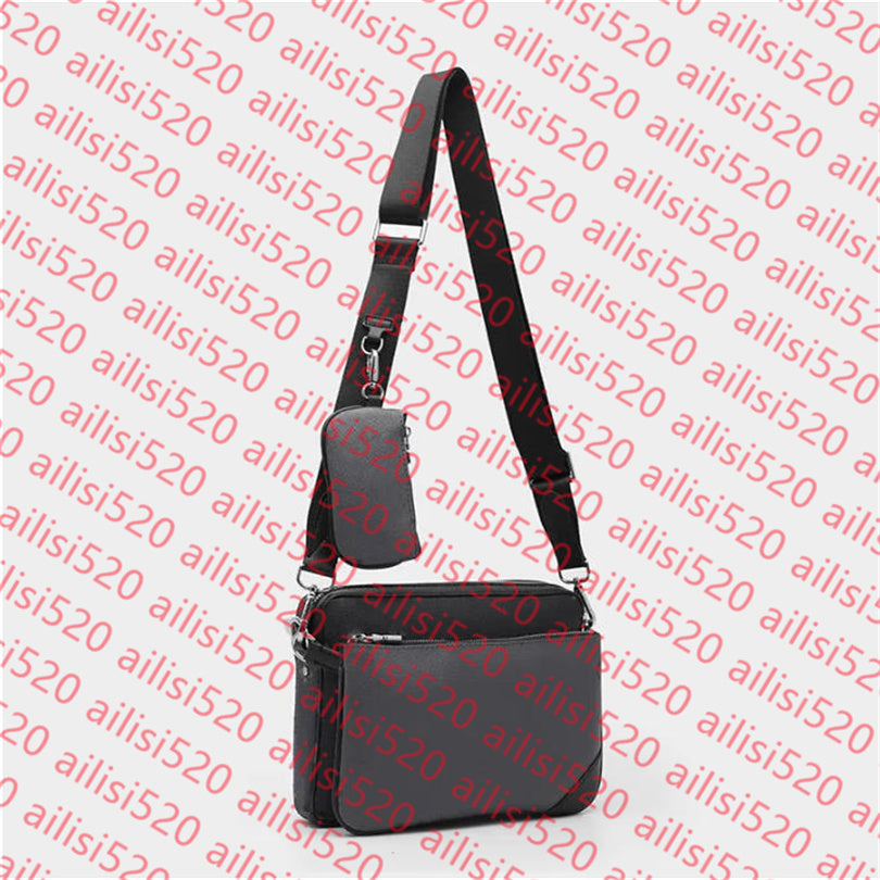 7A 2025 Men Leather TRIO Messenger Bags Luxury Shoulder belt Make up Bag Designer Handbag Tote Man&#039;s bags M44612