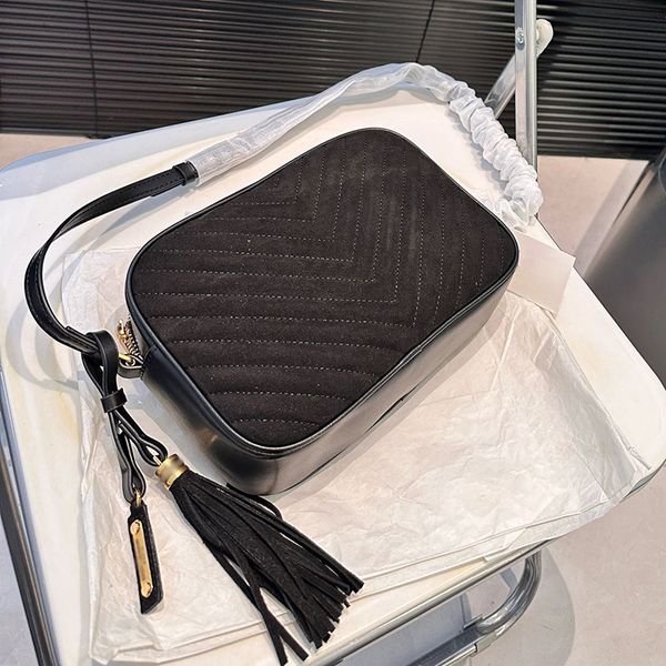Designer Women Lou Suede Quilted Tassel Camera Bag French Luxury Brand SL Leather Patchwork Quilting Box Shouler Bags Lady Mini Crossbody St
