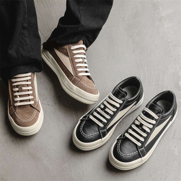 Casual Platform Sneakers Men&#039;s Vulcanized Shoes Fashion Lace-up PU Leather Student Flats Outdoor Everything