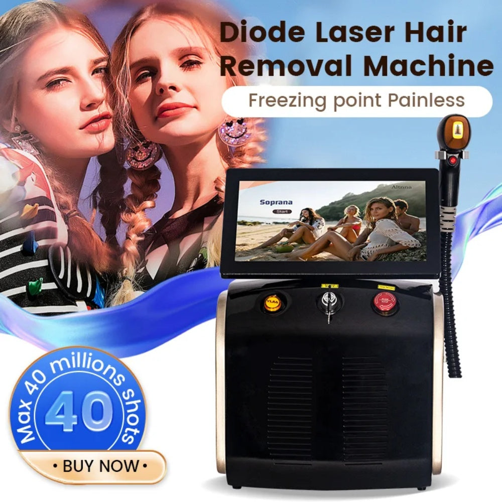 3500W ice titanium 755nm 808nm 1064nm 3 wavelength diode hair removal equipment whitening rejuvenating machine