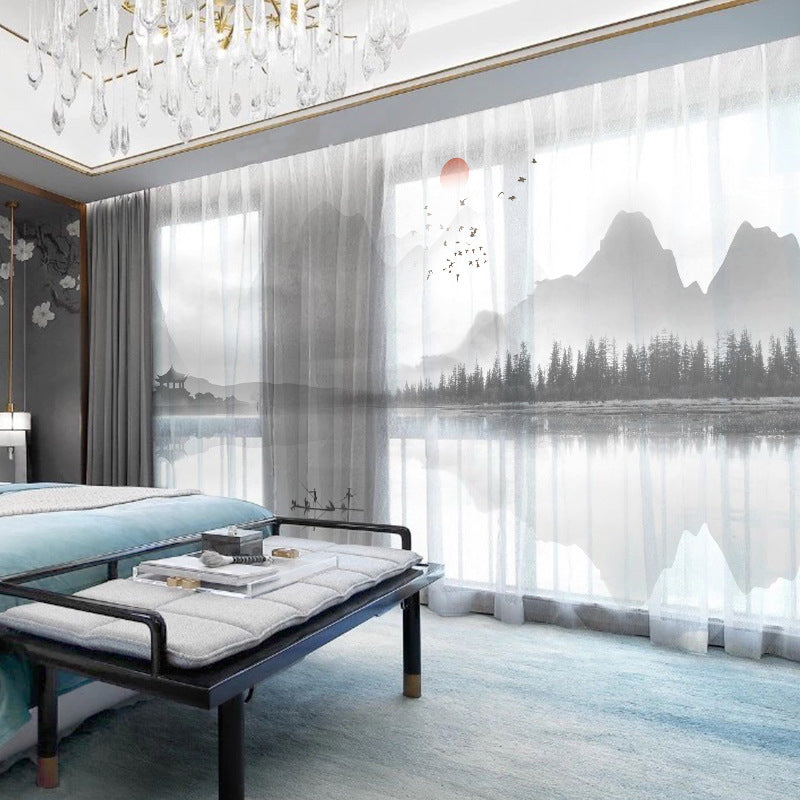 YL-36699 Chinese style curtain for the whole house, new Chinese style, Jiangnan retro classical Hui style ancient building living room villa blackou