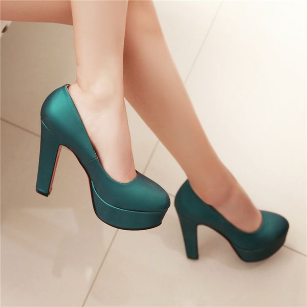 Green Red Silver Heeled Pumps Shoes Woman High Heels Platform Fashion Round Toe Womens Heeled Office Party Dress Wedding ShoesLX241010