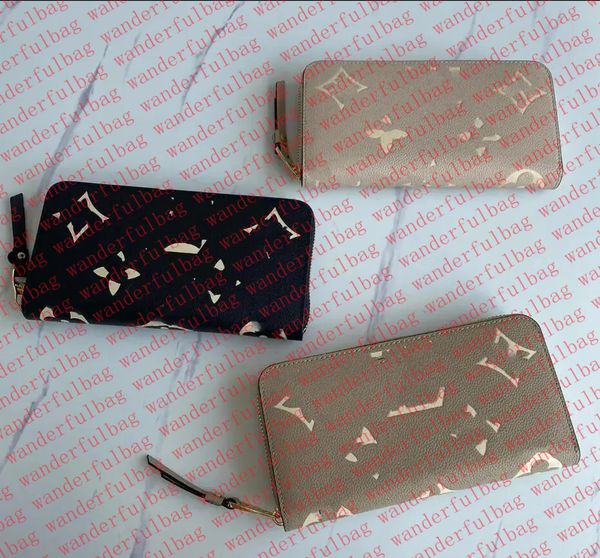 10A High Quality New ZIPPY Designer Wallet Womens Embossing Wallets Holders Empreinte Leather Card Holder Organizer Long Wallett Coin Purse