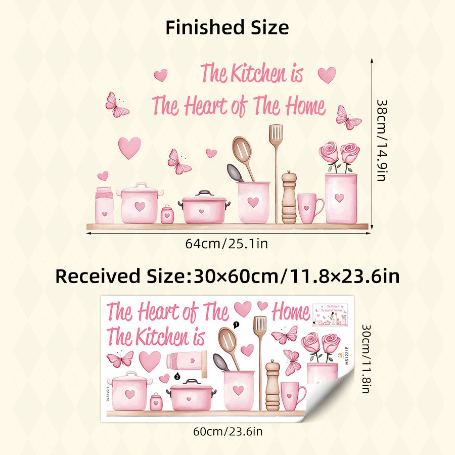 TEMU Brup Utensils & Love Decal - Self-adhesive, Removable Pvc Sticker With Kitchenware And For Home Decor, Kitchen, Living Room, Bedroom, Bedroom