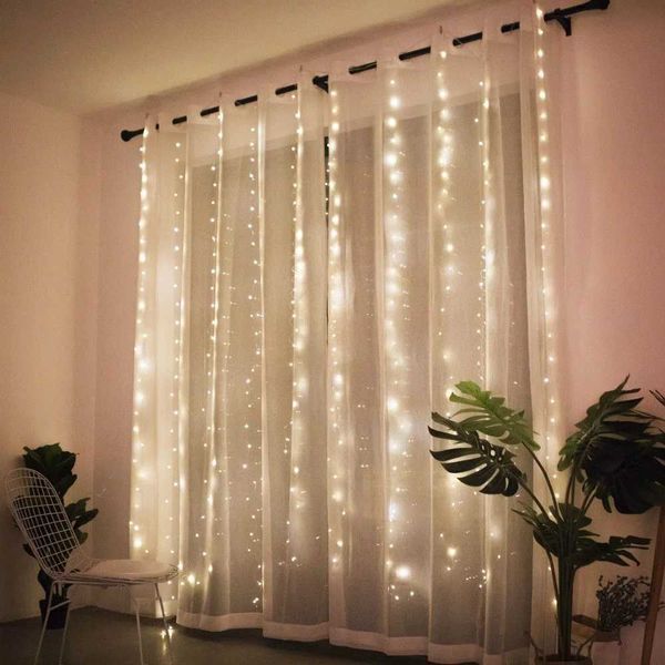 6x3M USB Led Window Curtain String Lights 8 Modes Remote Control Holiday Wedding Lights For Bedroom Home Christmas Decoration zyc241120