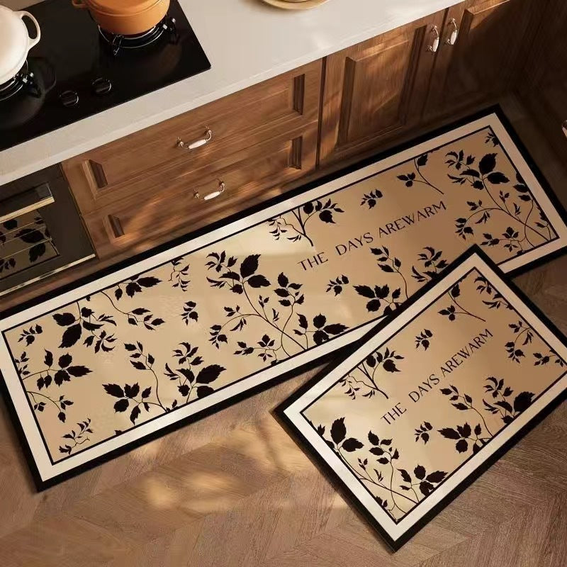 Rectangular Home Living Room Carpet Floral Nordic Entry Bathroom Kitchen Floor Mat Door Thickened Dirt-resistant Carpet Foot Mat