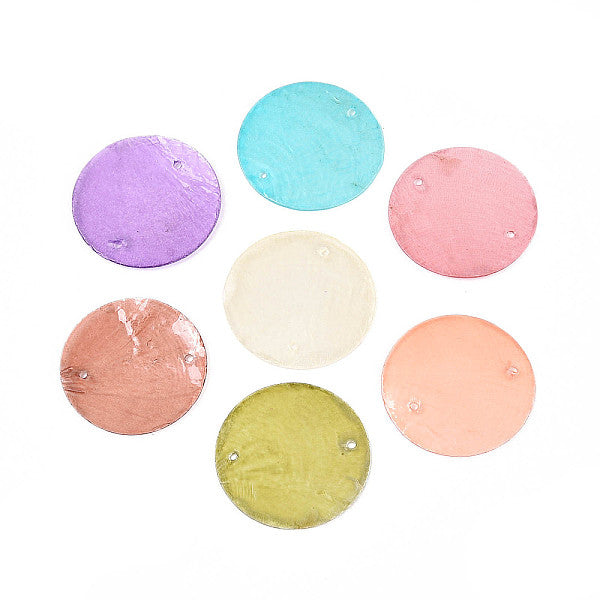 Sprühlackierte natürliche Capiz Muschel Scheibenglieder Verbinder Charms