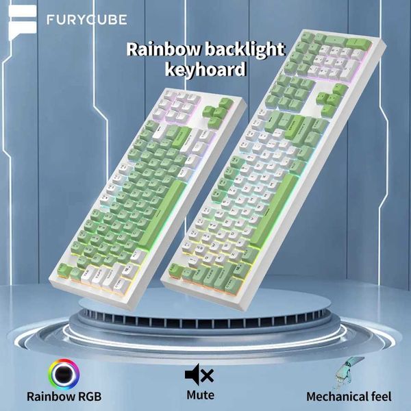 FURYCUBE BM108 Mechanical feel Keyboard Rainbow Wired RGB Backlit for Home Office Gaming Keyboards 87 108 Keys Full Size BM87CL240709