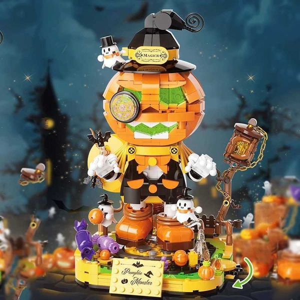 Blocks Halloween Pumpkin Elves Model Building Blocks City Kid DIY Pumpkin dolls Set Bricks Toys for Children Gift Y241105E5IG