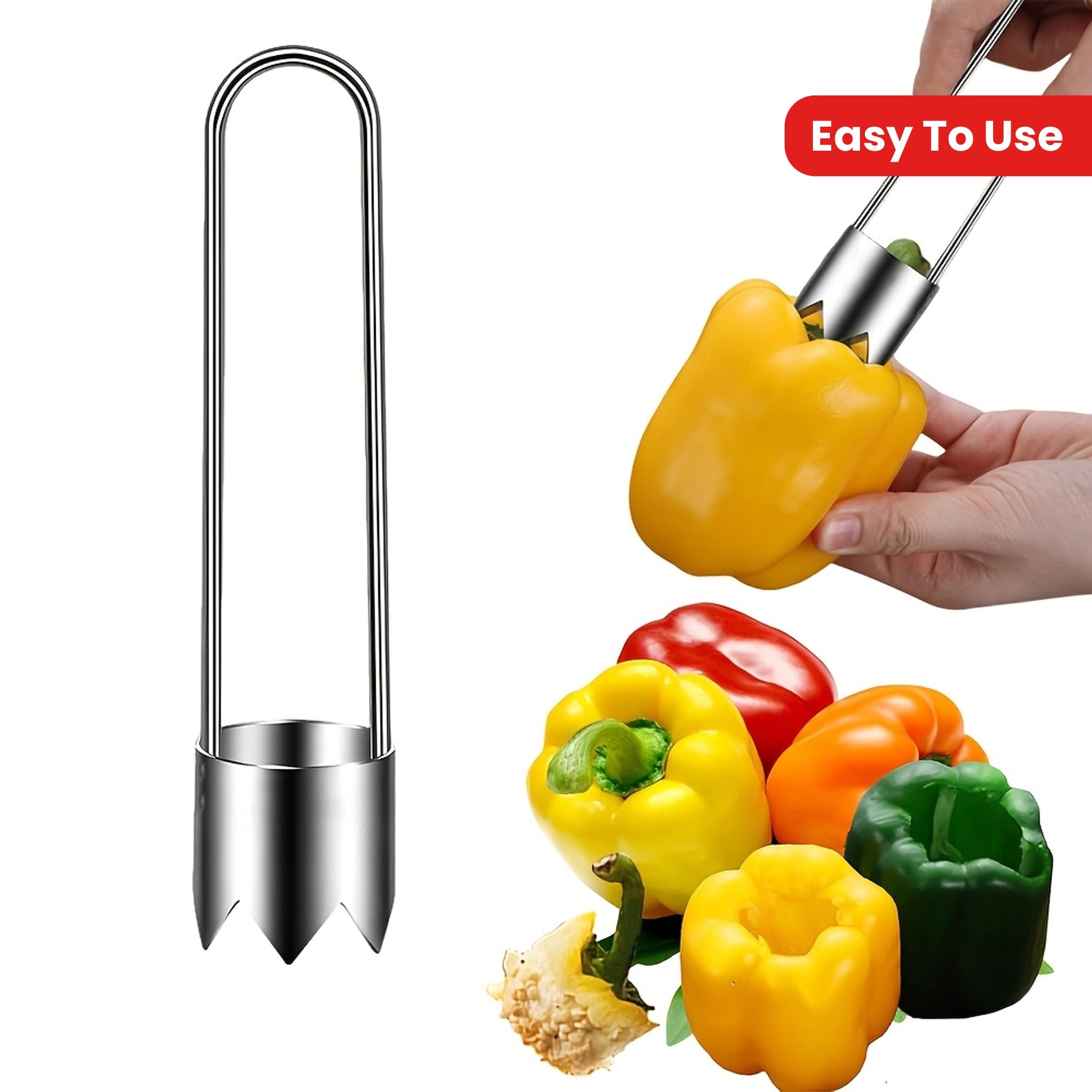 TEMU Stainless Steel Fruit And Vegetable Core Removal Artifact, Red Seed Remover, Universal Kitchen Gadget For , , Tomatoes, Peppers, Durable And