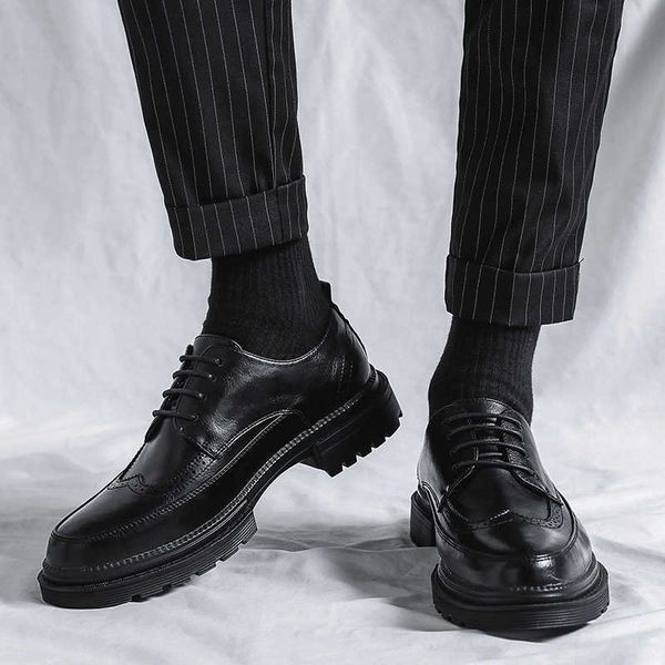 Men Dress Shoes Block Mens Shoes Korean Version Trendy British Casual Shoes Wedding Shoes Formal Pointed Groom&#039;s Leather Shoes 241009