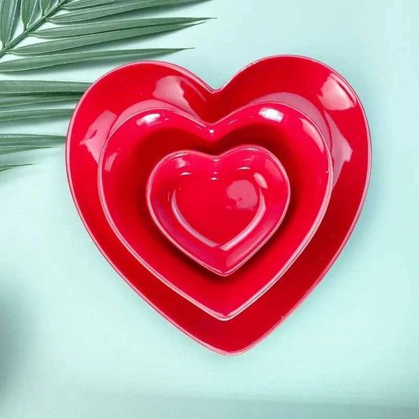 Red Heart Ceramic Dinner Plate Home Baking Oven Cake Bowl Delicate Dessert Salad Dishes Dinner Cooking Plate Kitchen UtensilsC241213