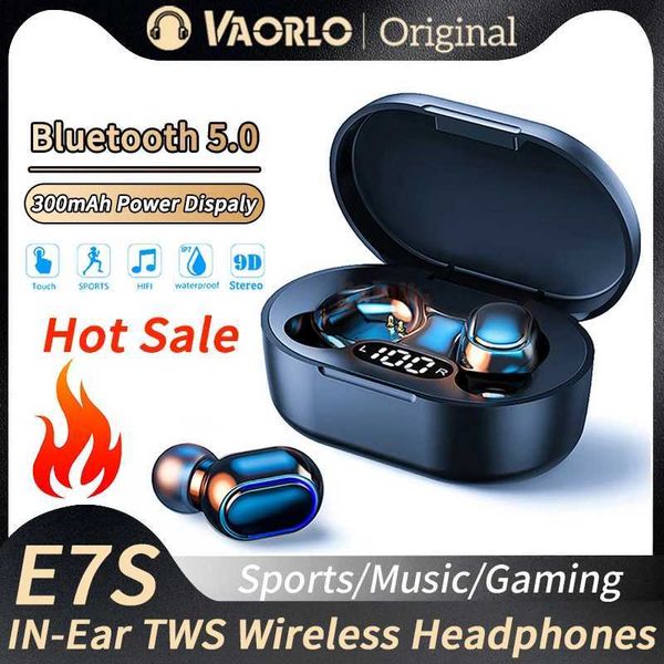 Cell Phone Earphones Macaron E7S TWS Bluetooth Headphone Wireless Stereo Earphone Waterproof Sport Headset LED Display With Mic Music Earbud