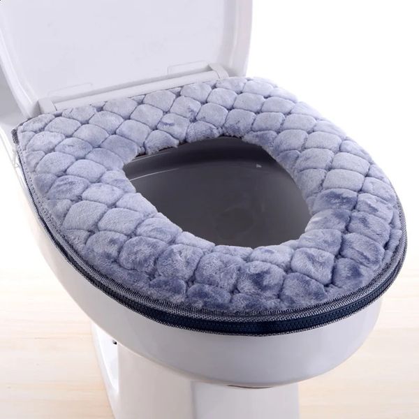 Universal toilet seat cover soft and warm pad washable and detachable zipper cover bathroom accessories toilet seat cushion 240905