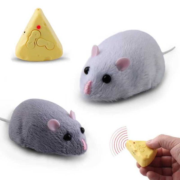 Electric-RC Animals Electric Mini RC Mice IR Simulation Remote Control Rat Mouse Prank Joke Scary Trick Toy for Cat Dog Kid Electronic Pet T