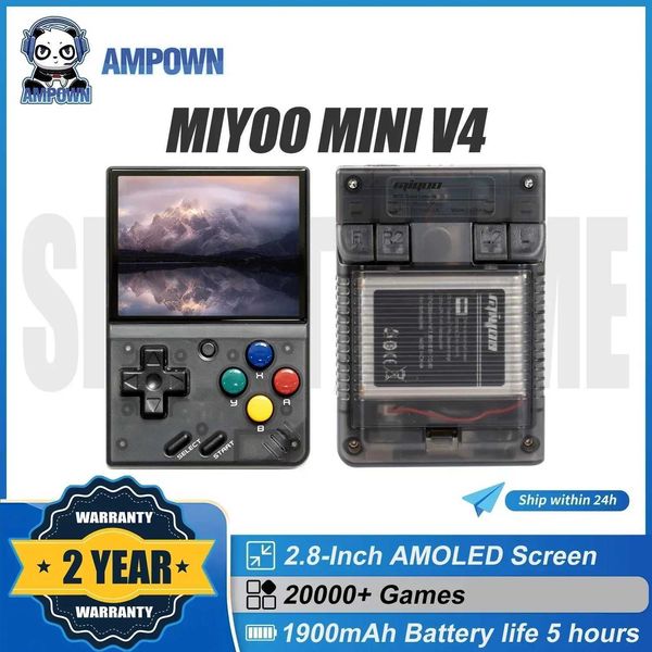 Portable Game Players AMPOWN Miyoo Mini V4 Console 2.8-inch I OCA 1900mAh handheld game player Linux system portable video game retro game c