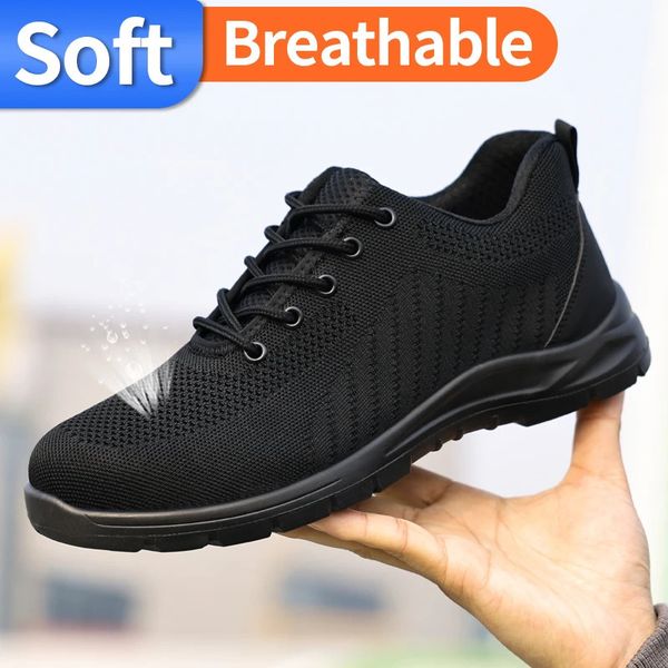 Mens safety shoes steel shoe heels puncture resistant impact resistant lightweight wear-resistant breathable soft work safety shoes 241108