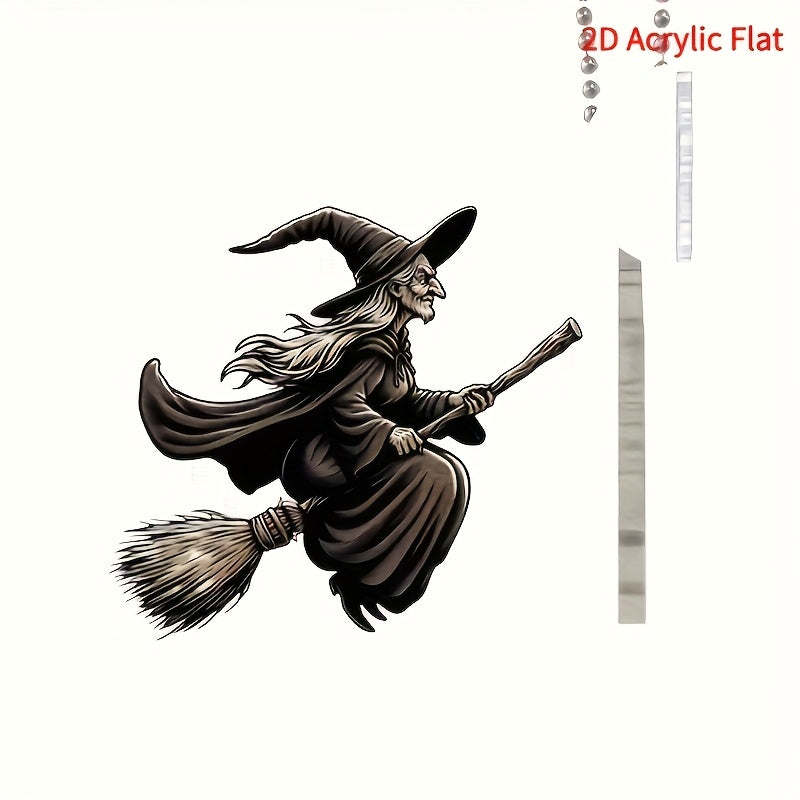 TEMU 2d Flat Car Flat Pendant 1 Riding A Broomstick - , Acrylic Material, Suitable For Backpacks, Home Decoration, Car Pendant, Holiday Party