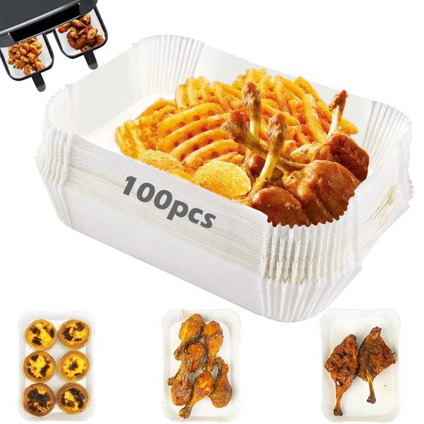100-600pcs papel descartável forro à prova d'água para panificação sem óleo para Ninja Foodi Air Fryer Kitchen Acessórios Y250113