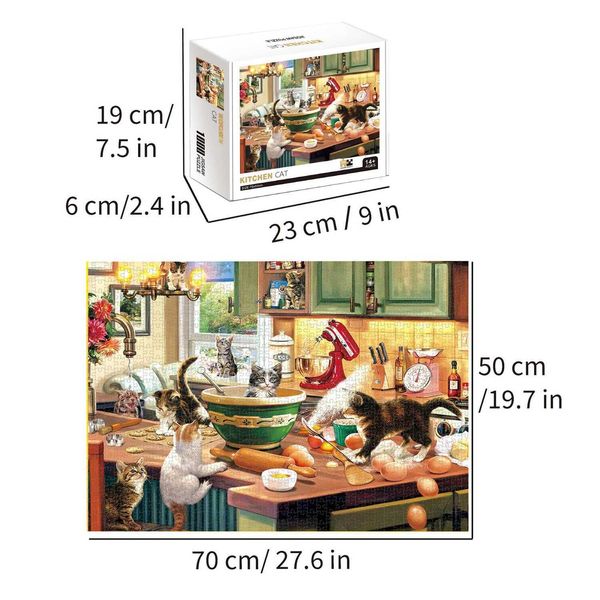 Puzzles 1000 Pieces Kitchen Cat Jigs Puzzle Home Decor Adults Puzzle Games Family Fun Floor Puzzles Educational Toys for Kids