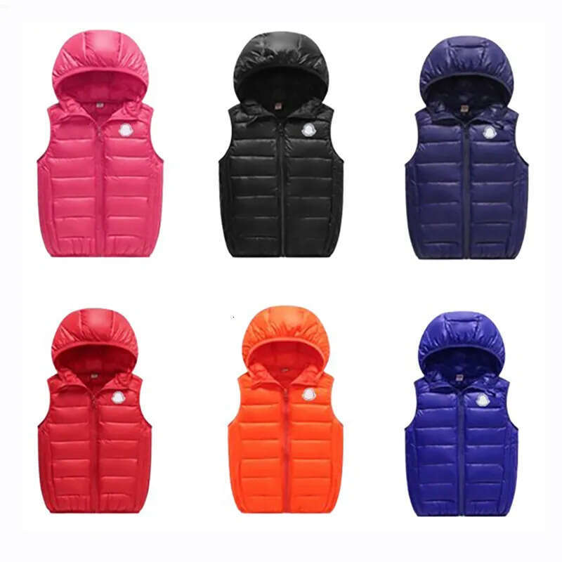 Hooded Designer Waistcoat Baby Vest Kids Gilet Infants Sleeveless Down Jacket 594