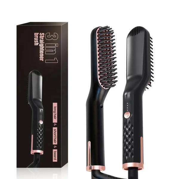 Portable Electric Hair Comb Brush 3 in 1 Hair Straightener Brush Fast Heating Styling Tools