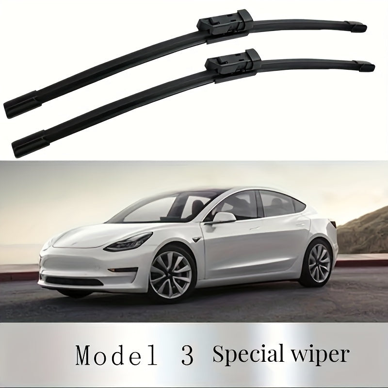 TEMU Suitable For For And Model 3, 2pcs High-definition Silent Wiper Set