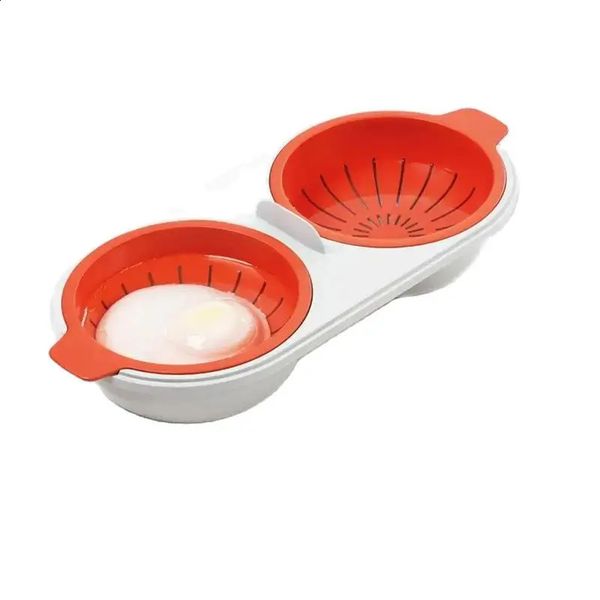 Microwave Egg Poacher Food Grade Cookware Double Cup Boiler Kitchen Steamed Set Ovens Cooking Tools 241119