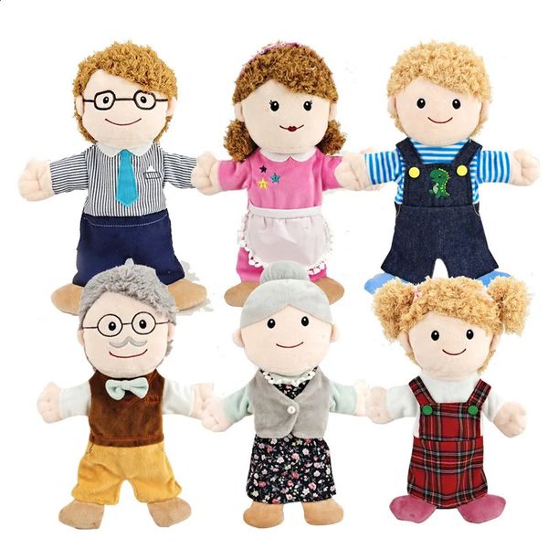 25cm Sweet Family Hand Puppet Dolls Early Education Learning Stuffed Plush Toys Cospaly Hand Finger Puppets for Children Gifts 241210