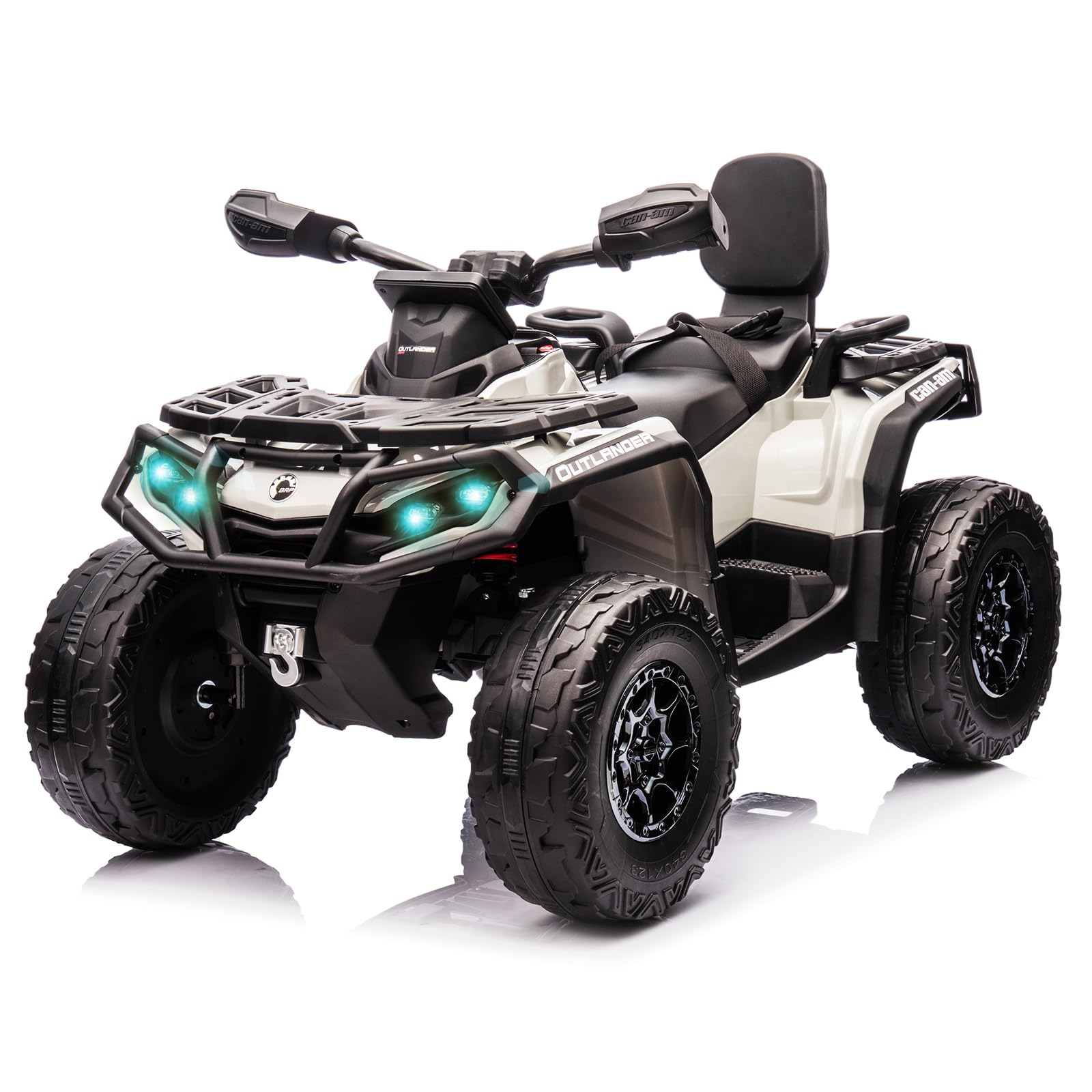 Garvee 12V Kids Ride On Electric ATV, 2 Leather Seater ATV Car for Kids,27V Kids Ride On Toys with LED Headlights, Bluetooth & Music, Adjusted Speeds 