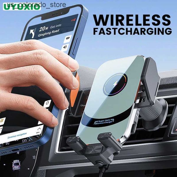 Wireless Chargers UYUXIO Wireless Car Charger Super Fast Charging Automatic Clamp Air Vent Car Phone Stand Suitable for iPhone 16 15 14 Pro