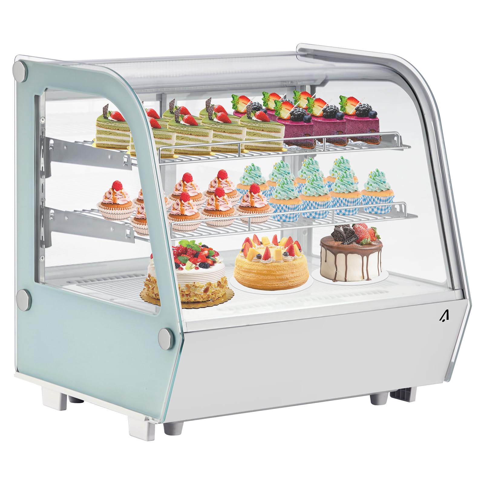 Garvee 4.2 Cu.Ft Commercial Countertop Refrigerator - Display Case w-Led Lighting, Auto Defrost, Air-Cooling, Rear Sliding Door for Cafe Restaurant, C