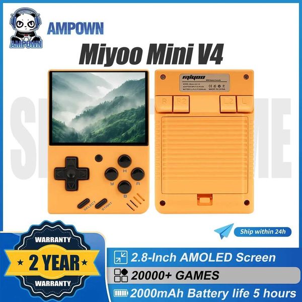 AMPOWN Miyoo Mini V4 Console Handheld Game Player 2.8-inch IPS OCA Portable Video Game Console 2000mAh Linux System Retro Game Console Y2411