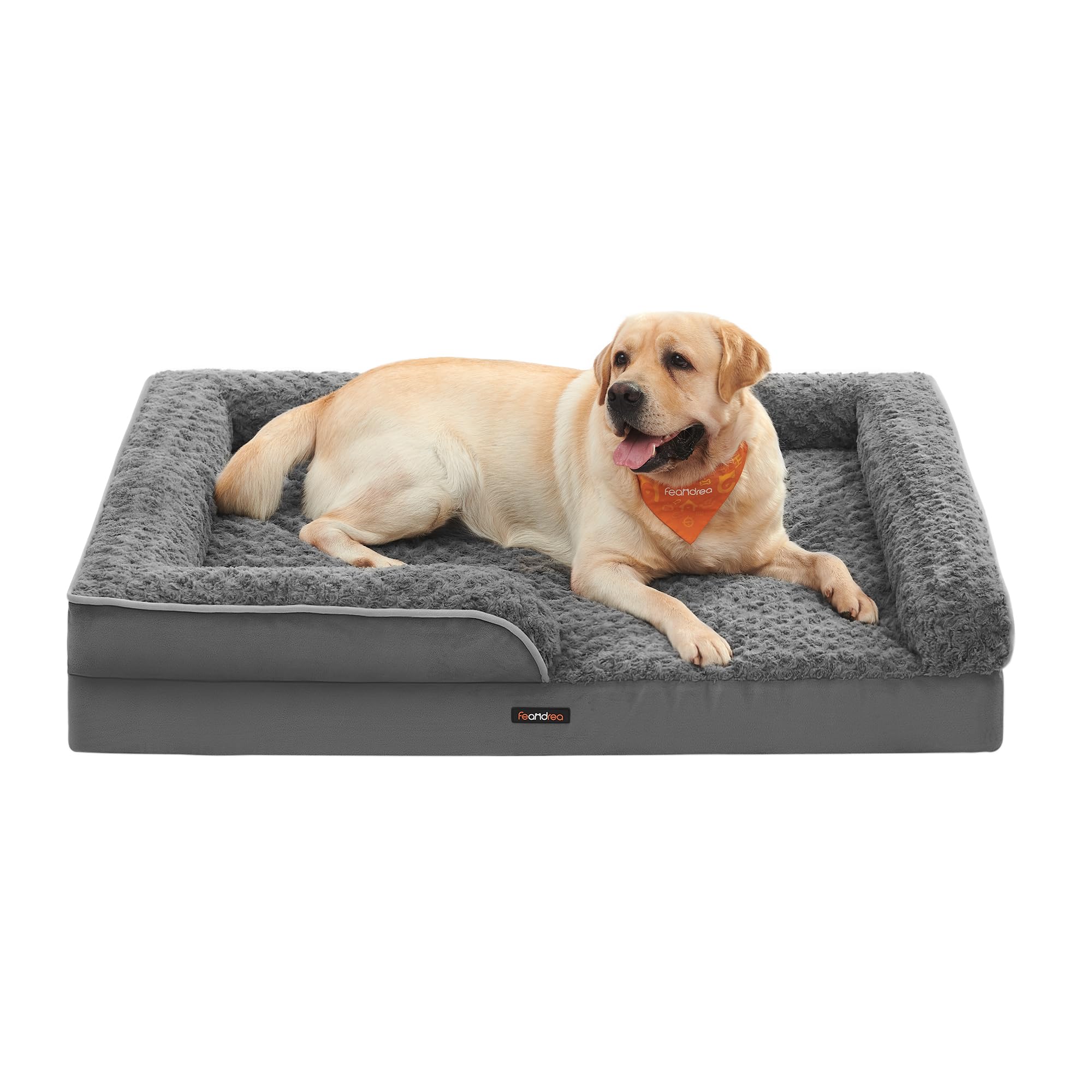 Feandrea Orthopaedic Dog Bed for Large Dogs, Waterproof Dog Sofa Bed with Removable Washable Cover, 42 x 32 x 7 Inches, Slate Gray UPGW253G02 XL（42"