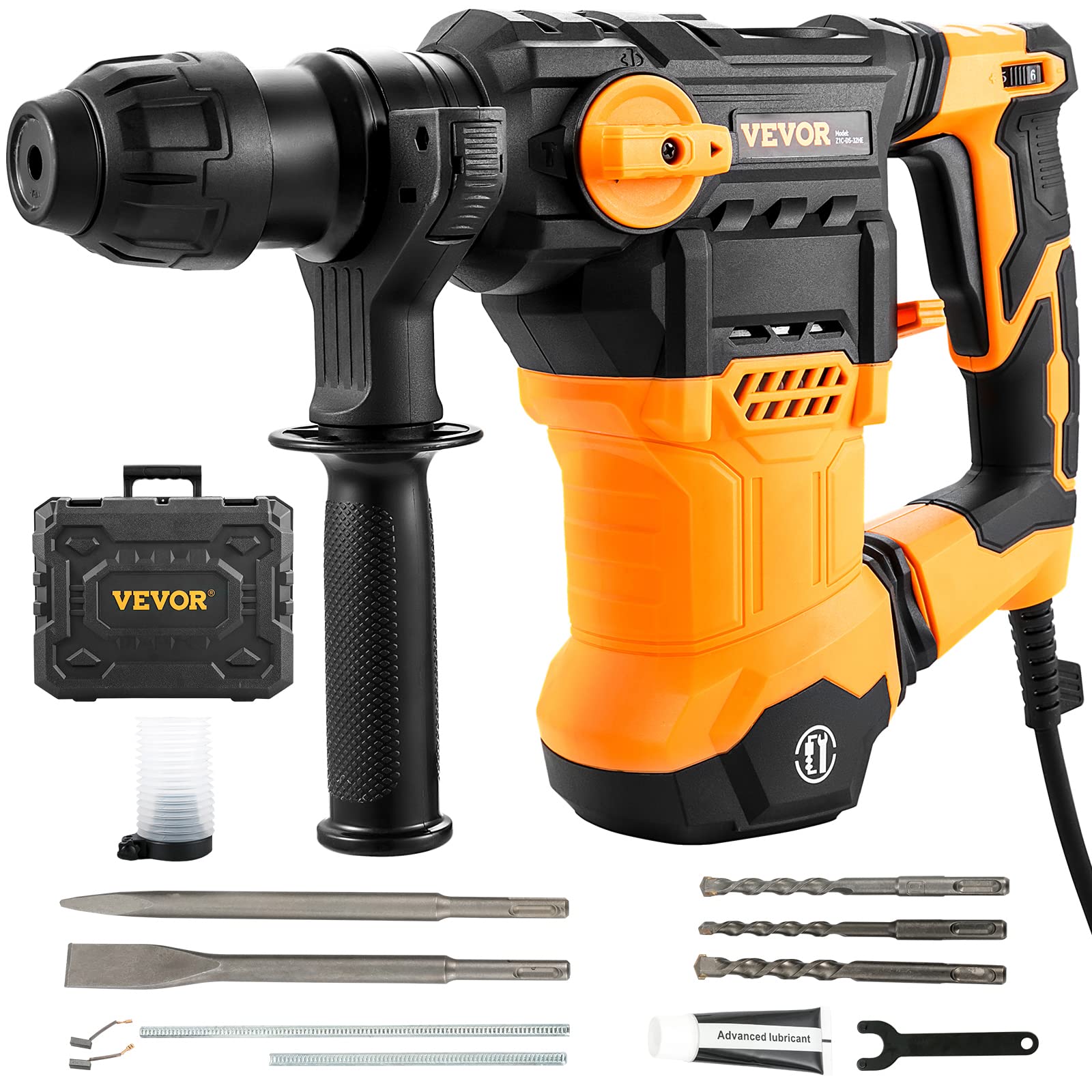 VEVOR 1-1-4 Inch SDS-Plus Rotary Hammer Drill, 13 Amp Corded Drills, Heavy Duty Chipping Hammers w-Vibration Control & Safety Clutch, Electric Demolit