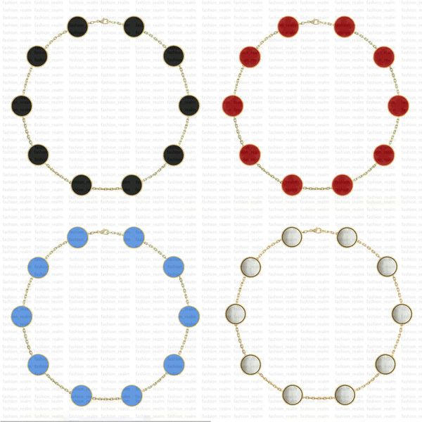 10 Motifs Four Leaf Clover Necklace Designer clover jewelry Luxury Long Ten Lucky Flower Link Chain Pendant Necklaces Jewellery Pearl Collar