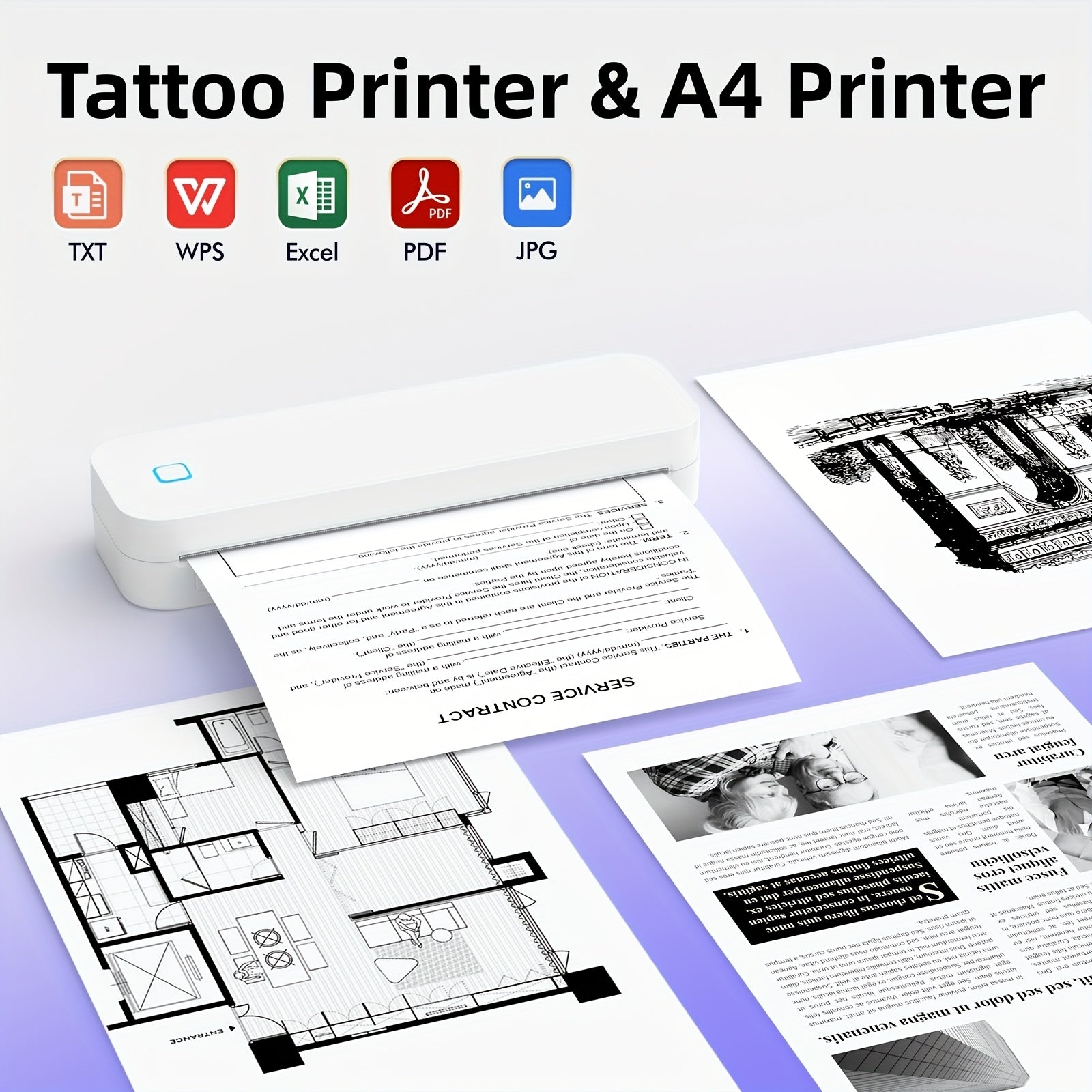 TEMU Portable Printers Wireless For Travel, Tattoo Transfer Stencil Printer, Mobile Printer Rechargeable, Home, Office, Business (flash Drive Roll Lf