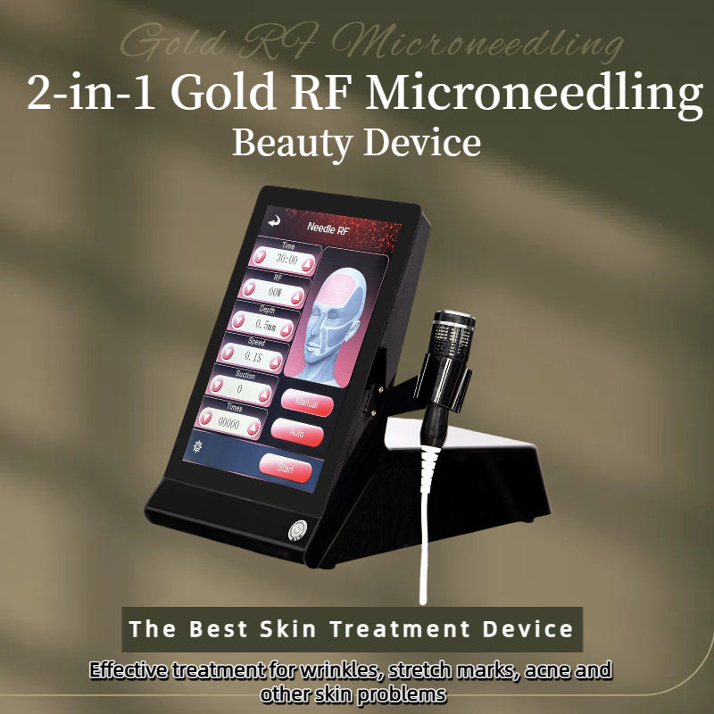 Skin Care Gold RF Microneedle Device for Wrinkle Removal Anti Aging Whitening Lightening Spots Acne Marks Reducing Crow&#039;s Feet Stretch Marks