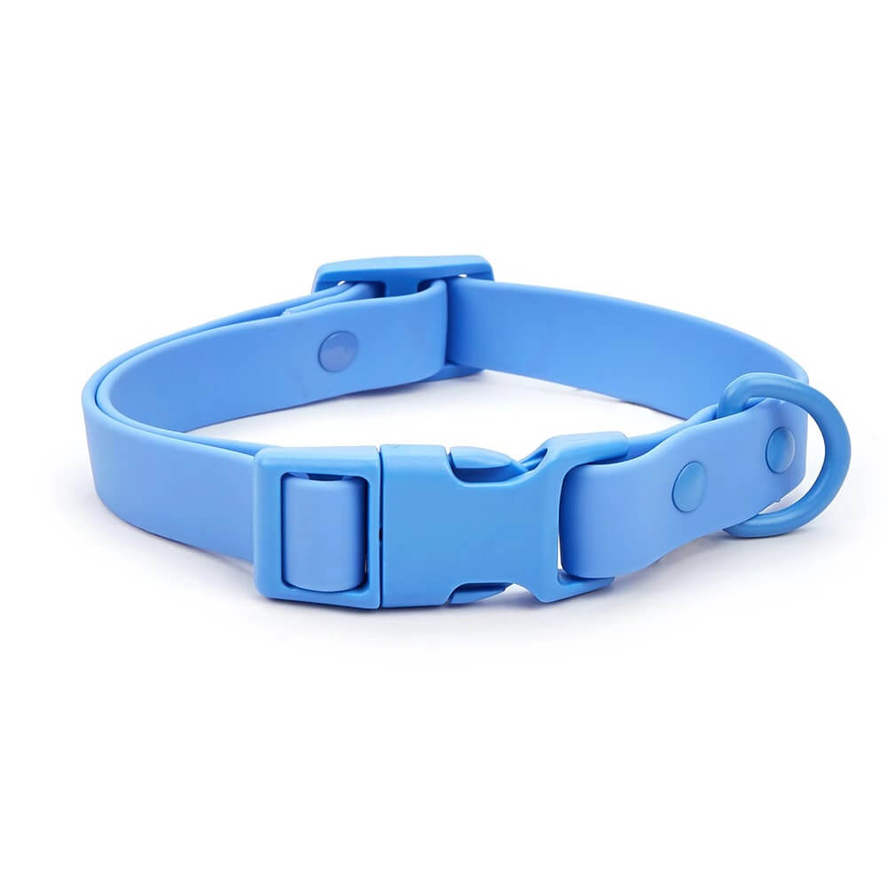 PVC Waterproof Durable Pet Accessories Adjustable Collar - Customizable Colors, Blue - S
