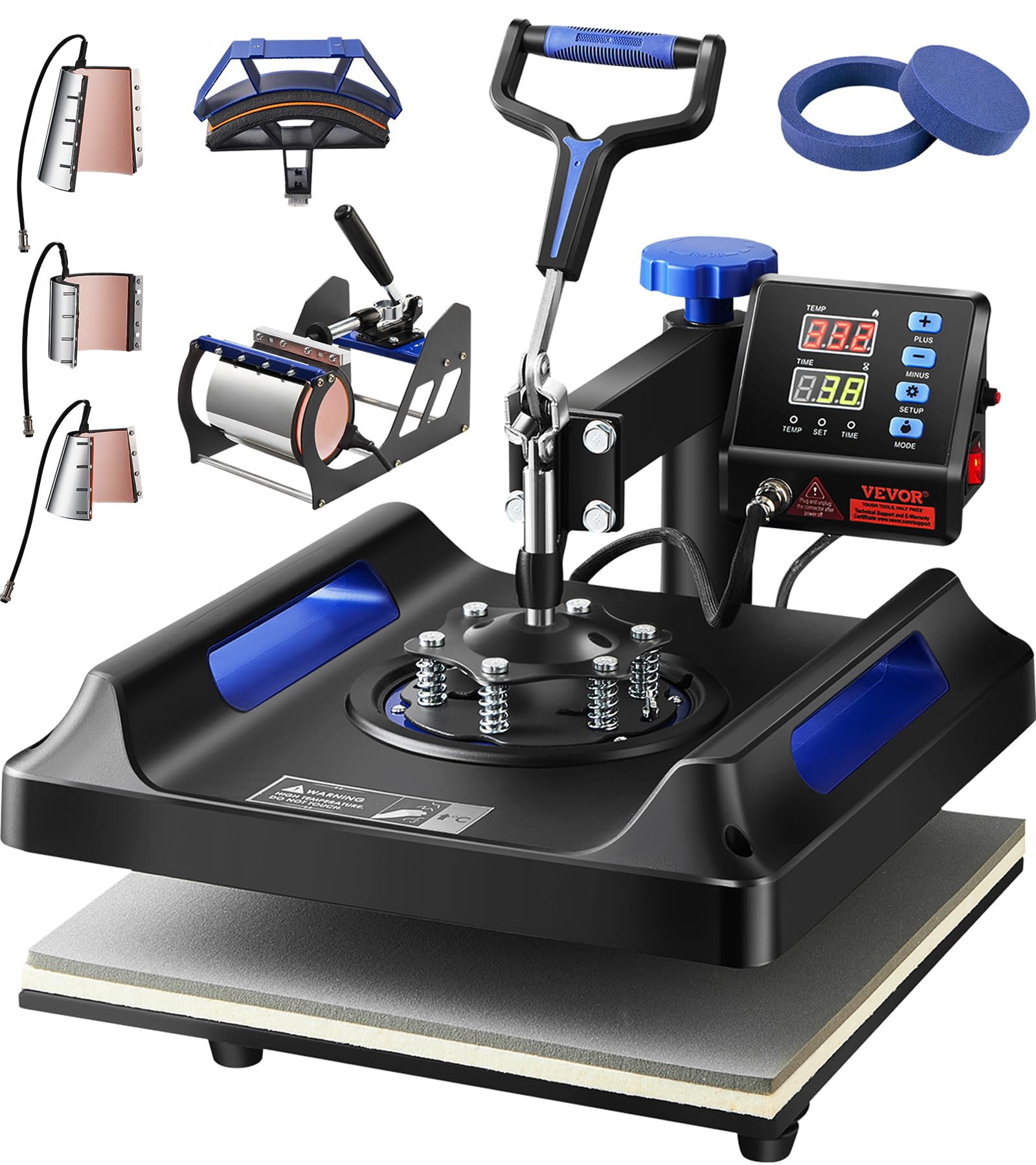 VEVOR 8 in 1 Heat Press Machine 15x15 Inch, 360° Swing Away Shirt Press Machine - Digital Professional Heat Transfer Tshirt Press Machine, Sublimatio