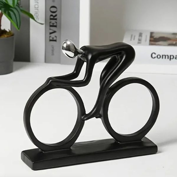 Home Decor Tabletop Bike Sculpture Abstract Resin Bicycler Cyclist Statue Resin Bike Rider Sculpture Sports Man Figure Craft 250207