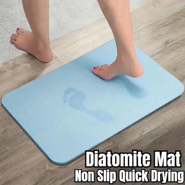 Bath Mats Diatomite Mat Diatomaceous Earth Bath Mat Super Absorbent Non Slip Quick Drying Bath Shower Rug Door Home Floor Mat Bathroom Mat 2