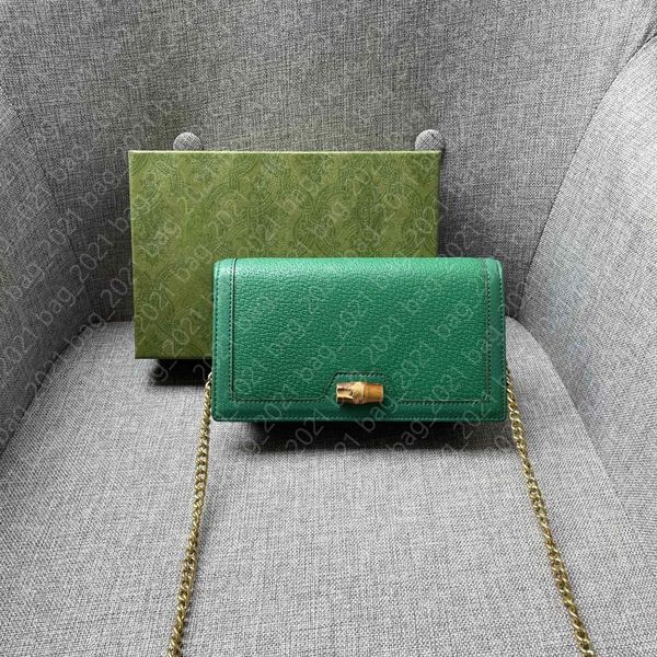Luxury Designer Diana Bamboo Chain Bag Wallet Coin Purse Key Pouch Credit Card Holder Ladies Leather With Original Box Mirror Crossbody Shou
