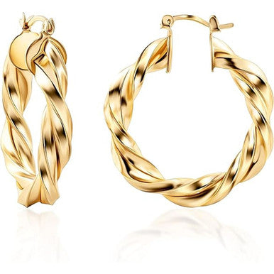 18K Gold Intertwined Earrings, 5mm