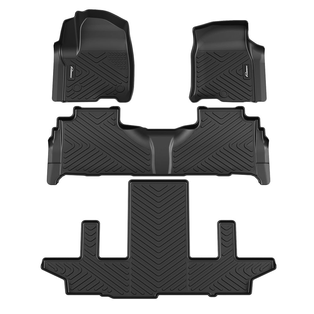 Garvee Floor Mats TPE All Weather Custom Fit for Chevy 2014-2018 Silverado-Sierra 1500, 2015-2019 2500HD-3500HD Crew Cab, with 1st Row Bench Seat Anti