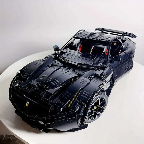 Blocks Super Racing F12 Model Building Blocks Classic Car Black Knight 1 8 Size Assembly Building Blocks Technology Childrens Toy Gifts Y241