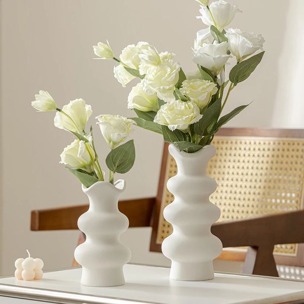 Modern Decorative White Ceramic Vases for Home Decor Abstract Minimalist Vase Pampas Grass Boho Flower Aesthetic Cre 250116